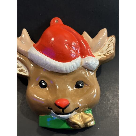 Vintage Ceramic Reindeer Face Ornament - Picture 2 of 4